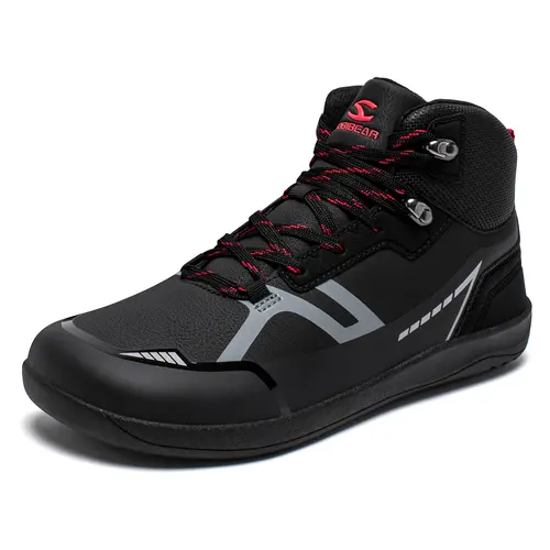 HOBIBEAR Unisex High-Top Barefoot Minimalist Casual Hiking Shoes - 0 Drop, Wide, Lightweight, Breathable Outdoor Shoes with Rubber Sole, Laces, Elastic Band for Trekking, Camping, Everyday Wear