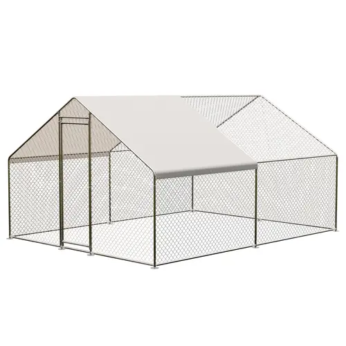 13.1FT Chicken Coop Large Metal Chicken House Chicken Pen Outdoor Poultry Cage with Waterproof Cover for Rabbits Duck Walk in Chicken Runs for Yard with Cover, Chicken Coop Enclosure, Metal Build