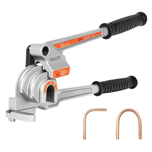 【toolupgrade】VEVOR 3-in-1 Alloy Metal Manual Tube Bender Tool with Rubber Pipe Hooks, Angle Scale, 3 Sizes 1/4–1/2" OD, 0-180° Bending Range for 0.5~1.2mm Copper Aluminum Tubes, 15.7in Force Lever, DIY Hand Tool for HVAC Maintenance, Automotive Repair