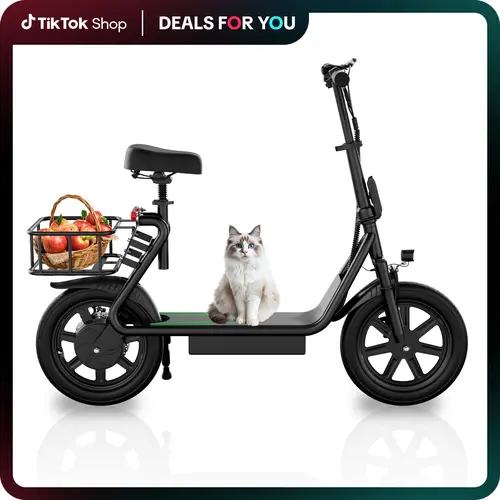 【AOPO】Adult Electric Scooter (with Seat), 500W Motor, 14-inch Tires,Top Speed 22 mph,  48V/10.4Ah battery, Approx 27 Miles Range, Pet-Friendly Design, Foldable Portable Scooter.LCD display kick Scooter  ev Scooter