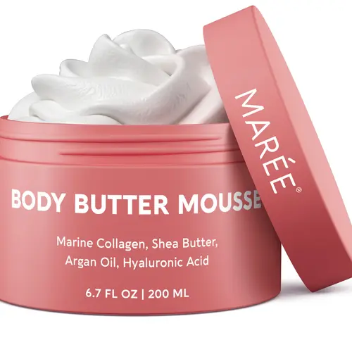 Moisturizer Body Butter Mousse MARÉE 6.7 FL OZ 200 ML with Marine Collagen Shea Butter & Argan Oil for Women & Men Hydrating & Nourishing Cream