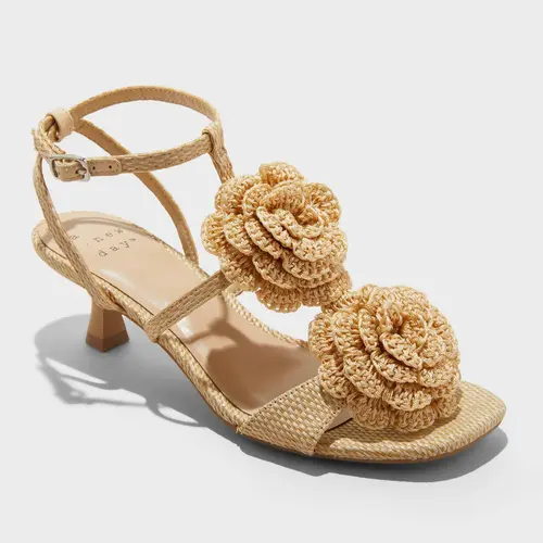 Women's Esme Floral Crochet Kitten Heels - A