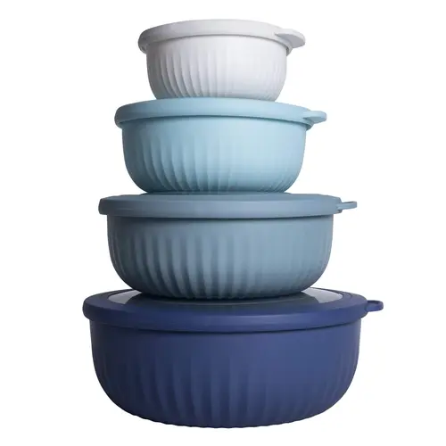 KitExpert 4pcs Silicone Bowls with Lids Set - Airtight Seal, Leakproof Carry, Nesting Salad Bowls for Kitchen Prep, Home Tableware Essentials