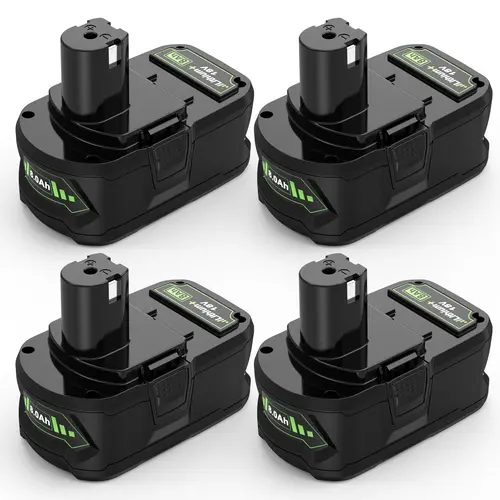 4Pack 8000MAh Replacement Ryobi 18V Batteries with Indicator for Li-Ion MAX P122 P102 P103 P104 P105 P107 P109 P108 Series Power Tools