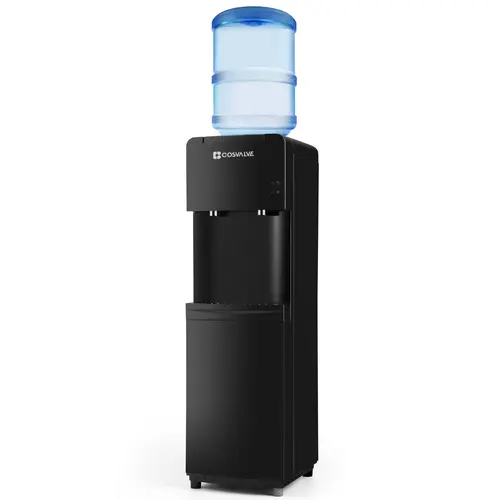 5 Gallon Top Load Hot Cold Water Cooler Dispenser Innovative Slim Design Energy Saving Freestanding with Child Safety Lock for Home or Office Black