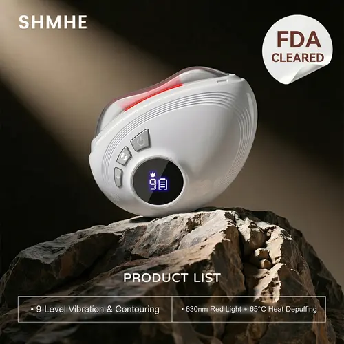 SHMHE Electric Gua Sha Beauty Device - Heated Face & Neck Massager with LED Light Therapy, Soothing Vibration, Intelligent Dual-Mode, 400mAh, Waterproof Self Care Product for 3D Lift, Chin Lifting, Gifts for Women, Water Proof