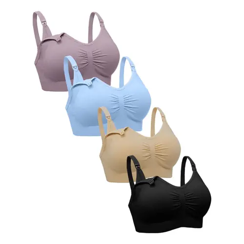 4-Pack Nursing Bras, Breastfeeding Bras, Soft Seamless Maternity Bras, Comfortable Supportive Nursing Underwear, Maternity Undies for New Moms, Casual Everyday Wear, Pregnancy Maternity Bra, Maternity Supplies