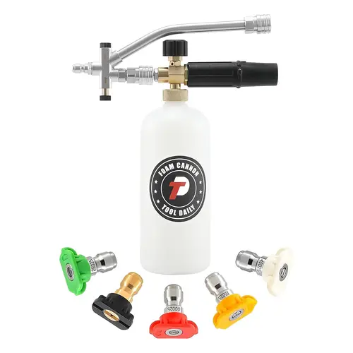 Tool Daily Foam Cannon with Dual Connector Accessory, 1/4 Inch Quick-Connect Quick Connect 5 Nozzle Tips 1 Liter Adjustable Snow Foam Lance for Pressure Washers, DealsForYouDays,car accessories