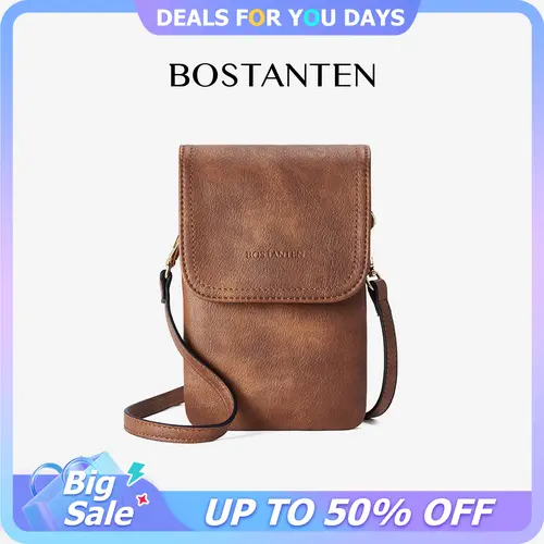 Bostanten Women's Vegan Leather Small Casual Crossbody Bag - Adjustable Strap Satchel, Cell Phone Wallet Pouch, Purses, Everyday Carry Accessory for Women's Crossbody & Shoulder Bags, Crossbody Bags For Women