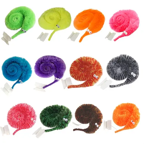 Magic Worm Toys 12 Pack String Pets Fuzzy Worms On String Bulk Trick Toy Party Favors for Kids & Cats America Brand