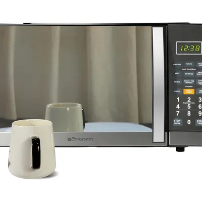 Emerson 1.1 Cu Ft Stainless Mirror Finish Counterop Microwave