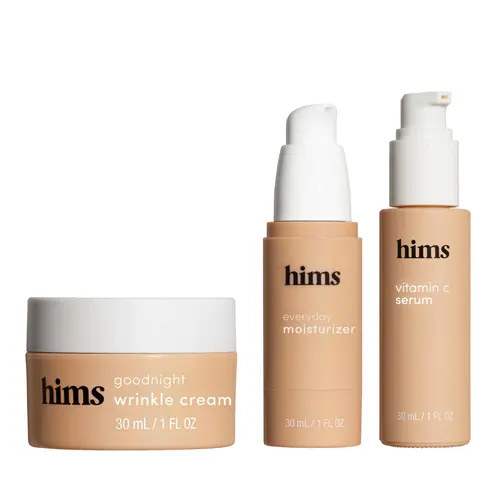 Hims Men's Skincare Bundle - Gentle Moisture & Repair Goodnight Wrinkle Cream, Everyday Moisturizer, Vitamin C Serum with Shea & Hyaluronic Acid