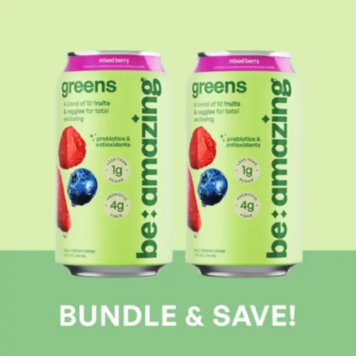 BE AMAZING Organic Fiber & Vitamin Fruit Beverage Bundle, Mixed Berry Daily Greens Drink Package
