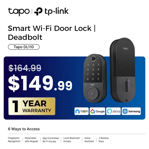 TP-Link & Tapo DL110 Smart Door Lock｜6 Ways Unlock｜1-Yr Battery｜IP65 Stormproof｜Built-in Doorbell｜Scheduled Access｜BHMA Grade 2,back to school,back to school haul