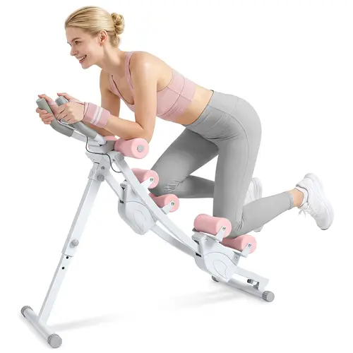 Upgraded Ab Workout Equipment 4 Levels Abdominal Machine for Home Gym, Foldable Core Trainer Machine with LCD Monitor