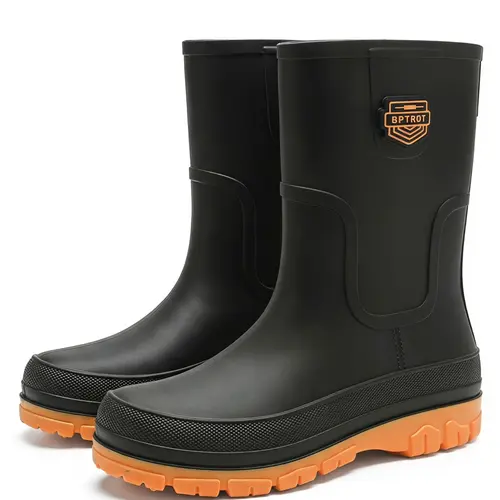 Men's Waterproof Drawstring Fashionable Rain Boots, Stylish Long Design in Three Trendy Colors, Anti-Slip for Outdoors & Commute Footwear, Rain Shoes