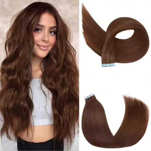 Jessie's Wig #4 Chocolate Brown Highlight Blonde Tape In Hair Extensions Premium Human Hair 14-26 Inch 20pcs Straight Remy Human Hair Tape In Extensions #SummerWins #DealsForYouDays