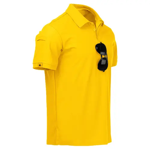 ZITY Men's Short-Sleeve Polo Shirt - Tactical Athletic Collared Top with 1 Small Pocket, M Size, Quick Dry 4-Way Stretch Abrasion-Resistant Fitted Activewear for Golf, Soccer Smart Casual Daily Wear