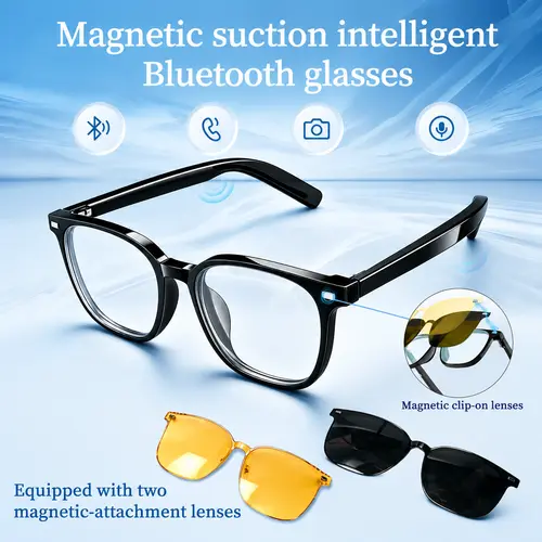 Magnetic Lens AI Smart Glasses – 164-Language Translation, Wireless Audio, Anti-Blue Light, Hands-Free Calls & Music