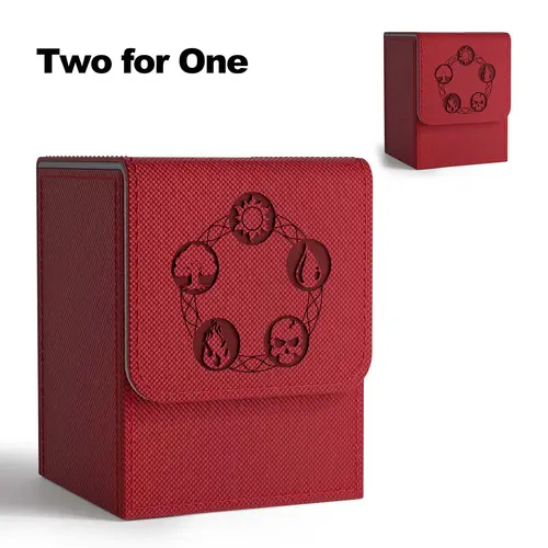 Card Deck Box for MTG, Fits 100+ Single Sleeved Cards, PU Leather Strong Magnet Card Deck Case for Magic Commander TCG Cards, Trading Card Organizer, Cards Storage