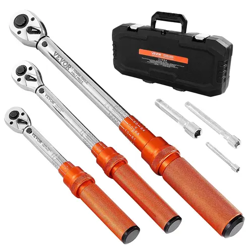 【Summerfinds】VEVOR Click Torque Wrench Set 3 Pcs 1/4 3/8 1/2 Inch Drive Dual-direction 72-ToothSocket Wrench SetRatcheting Wrench Set,father'sdaygifts