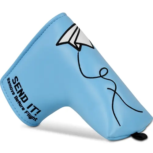 Craftsman Golf 2-Piece Airplane Print Putter Covers - Plush Blade & Square Mallet Putter Headcovers, Magnetic Closure, Standard Size, Easy-Clean Faux Leather, Snug Fit, Water-Resistant Golf Equipment