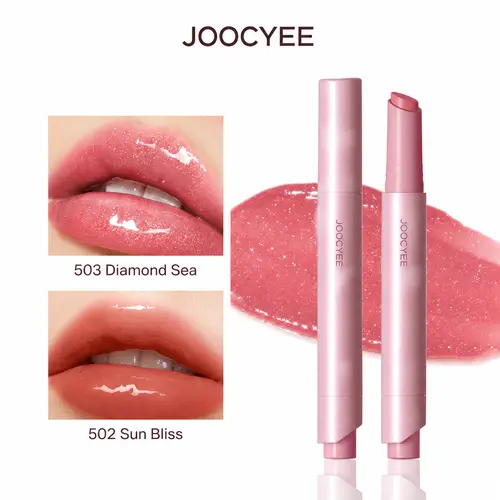 JOOCYEE Lasting Glossy Rouge 2.0 Lip Balm - Glass Shine, #500 Pink Ocean, Hydrates, Blend-Friendly, Transfer-Resistant, 8H Ice Film Color Lock, Camping Essentials, Lip Tint for All Skin Types, Contains Neither Harmful Additives, Moisturizing