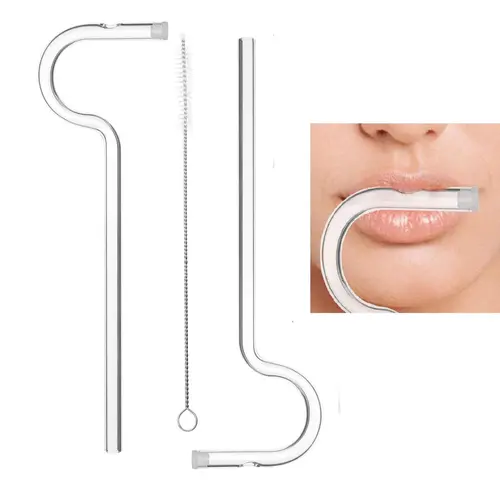 2PC Anti-Wrinkle Drinking Straws, Stanley Straw, Glass Straws, Straw Combo, Reusable Lip Line Prevention Straws Compatible With Stanley 40oz & 30oz Tumblers, Includes Cleaning Brush, Ideal For Lip Filler Users, Stanley Cup Accessories