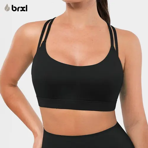BRXL Women's Seamless High Support Padded Sports Bra - Gym Workout Apparel, Gym Clothes Women, Crossover Back, Slip-Resist Straps, Nylon-Spandex, UPF 50+, Martindale 4+ Wear-Resistance, Rubber Band, Yoga Use