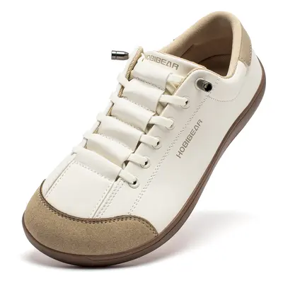 HOBIBEAR Women's Leather Barefoot Shoes, Minimalist Fashion Sneakers with a Wide Toe Box and 0-Drop Flexible Sole for Walking, Women's Shoes