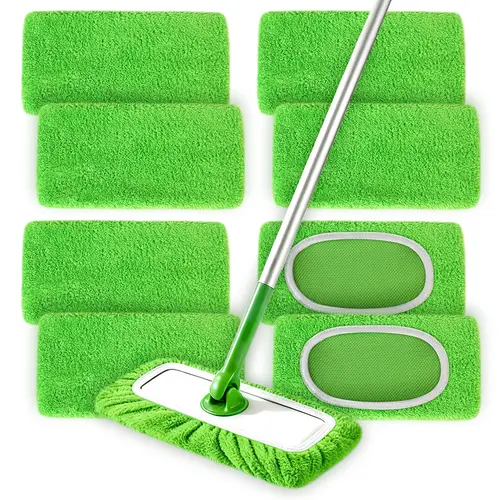 8Pcs Washable Microfiber Mop Pads, Reusable Replacement Refills Compatible with Swiffer Sweeper, Wet and Dry Flat Mop Cover, Durable Machine Washable Floor Cleaning Pads for Household