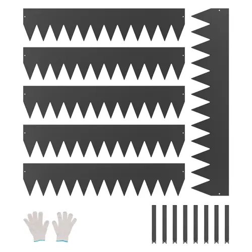 【Summerfinds】VEVOR Galvanized Steel Landscape Edging, 6 Packs 40x8 in Rust-Resistant Flexible Metal Edging, Heavy-Duty Sturdy Steel Border with Simple Setup Clips, Separates Garden Zones (Black)