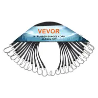 【Summerfinds】VEVOR 50-Piece Flat Bungee Cord Set, 19.8mm Heavy-Duty Straps with Abrasion-Resistant Steel S-Hooks, 21in High Elastic Rope for Trucks, Logistics, Home Organization, Black