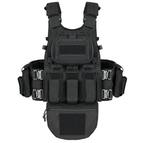 VT-8280-1 Tactical Chest Vest Complete Set - Black Small, Plain Design, Outdoor Sports Protective Gear, Holsters, Tactical Equipment