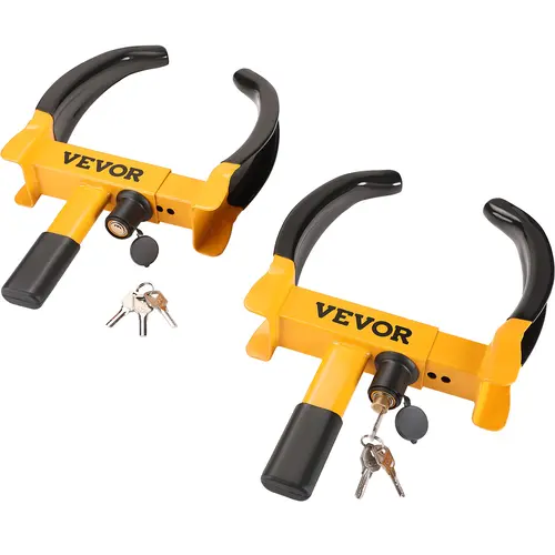 【Summerfinds】VEVOR 2-Pack Universal Heavy-Duty Steel Wheel Clamp, Anti-Theft Device with 6 Wheel Lock Keys, 9-Hole Size Match, Tire-Safe Arc Pad, for ATV RV Motorcycle (2-Pack for Backup)