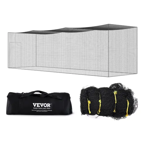 VEVOR 35ft Enclosed Batting Net - Heavy-Duty PE Training Equipment for Baseball Softball Batting Practice, Portable Pitching Cage with Cage Door & Carry Bag (NET ONLY)