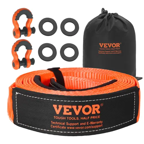 【DealsForYouDays】VEVOR Heavy Duty Tow Strap Recovery Kit, 3 in x 20 ft (MBS-36000 lbs) with Tree Saver Winch Strap, Triple Reinforced Loop, Protective Sleeves, Storage Bag, 3/4 in D-Ring Shackles, Car Accessory for Truck Jeep, Vehicle Accessories, Car Acc