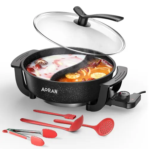 6L Electric Hot Pot, Non-Stick Cooking Pot With Partition, Double-Boiled Pot, Suitable for Hot Pot and Shabu-Shabu,Electric Fondue Pot TikTok Shop Black Friday