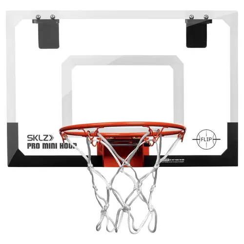 SKLZ Pro Mini Basketball Hoop Set, Over-the-Door Ball Sports Equipment with Padded Mount, Spring-Loaded Flip-Rim, Shatterproof Backboards, 5" Ball, Includes Pump for Indoor Play