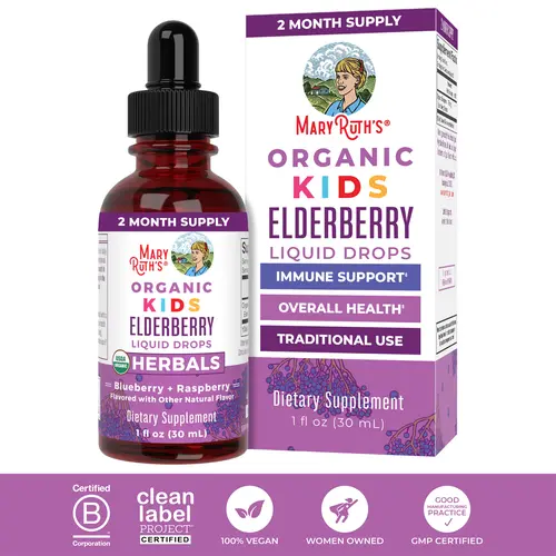 MaryRuth's USDA Organic Elderberry Liquid Drops for Kids - Vegan Elderberry Extract + Organic Glycerin - Immune Support - Overall Health - 1oz