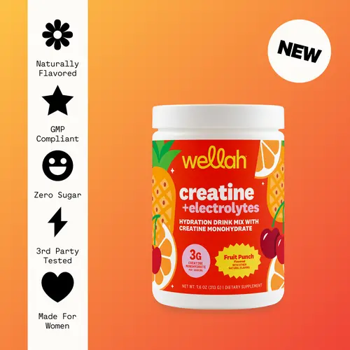 Wellah Creatine + Electrolytes | Creatine Monohydrate Supplement | Electrolyte Supplement | 3g Creatine Per Serving | 1500mg of Electrolyte Complex Per Serving | 30 Servings | Hydration, Energy, and Muscle Recovery Potassium Fitness