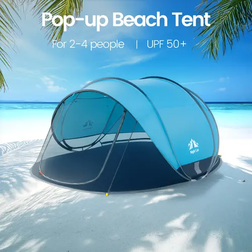 Night Cat UPF 50+ Quick-Setup Pop-Up Tent - 2-4 Person Outdoor Camping Tent with Windproof Design, UV-Resistant Canopy, Mesh Windows, Storage Pockets, Portable Shelter (285x200x115cm) for Family Beach Outings, Picnics, Windproof Tent tiktokshopbacktoschoo