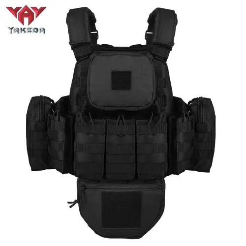 YAKEDA VT-6031-8 Lightweight Tactical Chest Vest - Black, 1 Pack Men's Outdoor Sports Vest with Multiple Pockets for Range Training, Hunting, Tactical Accessories