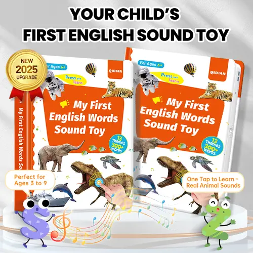 My First English Words Sound Book,2025 Upgraded 1–6 Years,300+ Words,13 Learning Themes.Talking Book Interactive Educational Toy Montessori Learning for Toddlers Preschool Kids.