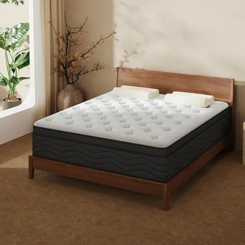 【LODEIJA】8"10"12"14" Twin Full Queen King Size Mattress-in a Box Hybrid Spring Gel Memory Foam with Lumbar Support, for Home, Rooms, and Hotels,Fiberglass-Free