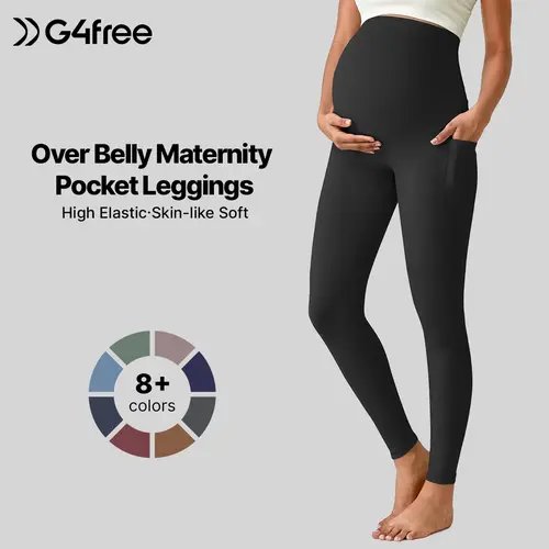 G4Free BareFeel Maternity Leggings - Over The Belly, High Elasticity, with Pockets - Maternity Clothing, Postpartum Sporty Pants for Workout Yoga,#sohochic
