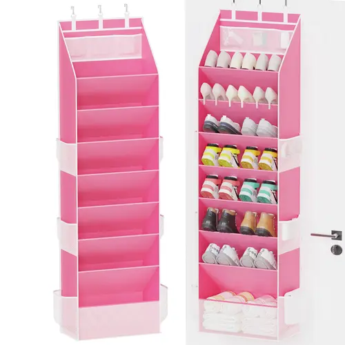 Criusia Door-Mounted Shoe Rack Organizer - Premium Oxford Fabric, Tear-Resistant, Heavy-Duty Metal Frame, Large Deep Compartments, Narrow Small Room Storage Organization, Up-Open Access, Closet Organizer, High Capacity Holder, Back-to-School Home Supplies