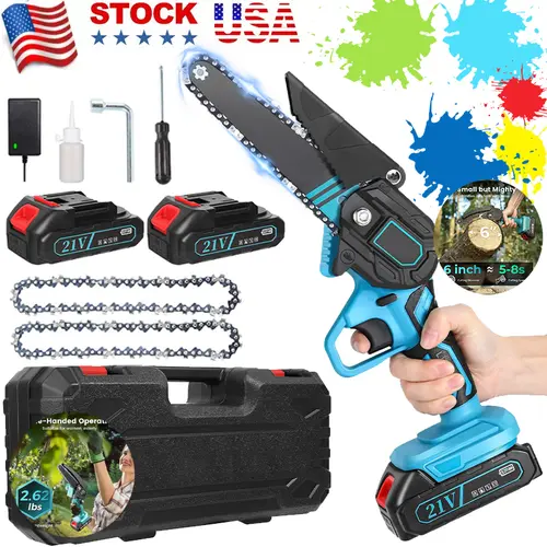 6" Brushless Mini Chainsaw | Cordless Portable Handheld Saw | 2*3000mAh Battery | Tree Pruning & Gardening | Ideal Gift #fathersdaygift