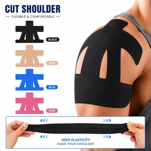 Shoulder Support Kinesiology Tape for Men & Women – Precut Waterproof Athletic Tape for Gym, Basketball, Volleyball, Tennis & Sports Recovery summerwins Pre Cut Tapes Arm Lifting Tape, Breathable Sports Tape