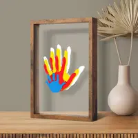 Family Handprint and Footprint DIY Kit, Memory Keepsake Frame, Customizable Color Handprint Collage Frame, Father's Day and Mother's Day Gift for New Moms, Families, Pets, Wooden Framed, Decor, Photo, Photo Decorations, Wooden Picture Frames